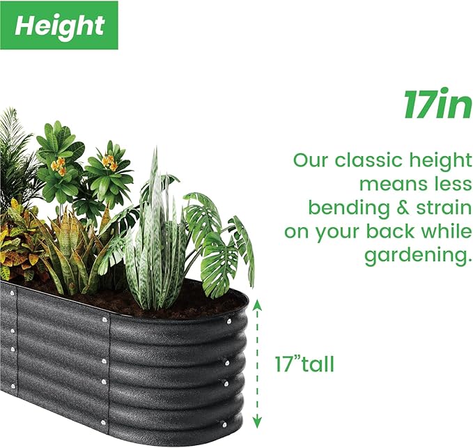 Raised Garden Bed Kit 8×2×1.4 FT Magnesium-Aluminum-Zinc Stainless Steel Metal Planter Box for Planting Outdoor Plants Vegetables (Cracked Silver)-Ruum Studio Home