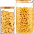 Extra Large Glass Flour and Sugar Storage Containers with Airtight Lid,132 floz x1 & 65 floz x1 [Set of 2] Big Glass Jars with Bamboo Lids, Air Tight Food Jar for Cereal, Pasta, Rice, Coffee-Ruum Studio Home