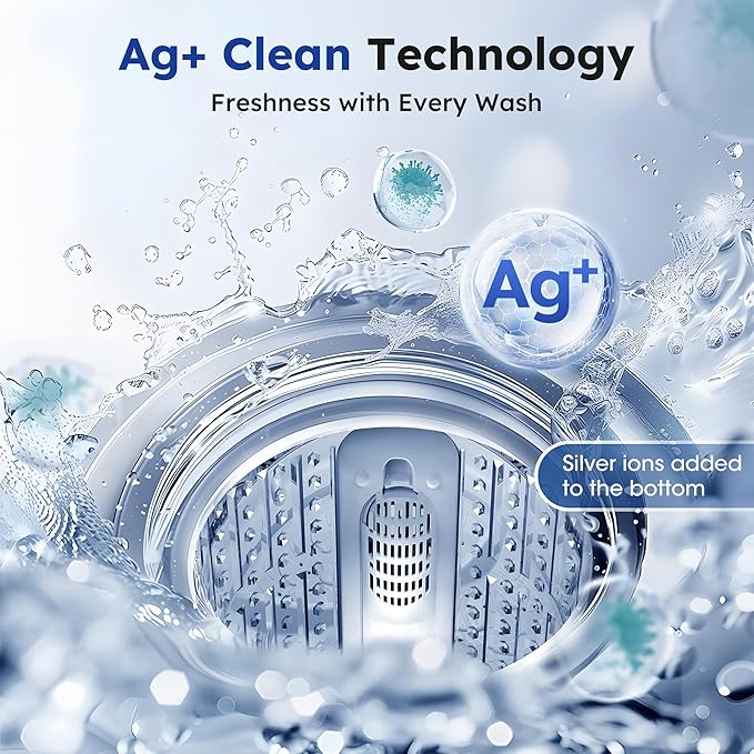 1.0 Cu.ft Portable Washing Machine for Home & Apartment, Full-Automatic Clothes Washer with 6 Water Level & 10 Wash Cycles, Drain Hose Included, White-Ruum Studio Home