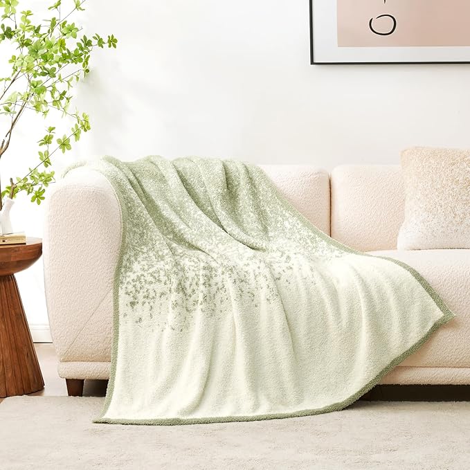 Snuggle Sac Sage Green Bedding Blanket Twin Size for Bed and Sofa, Reversible Super Soft Warm Cozy Knit Blankets Fuzzy Plush, Ombre Green, 60x80 inches-Ruum Studio Home