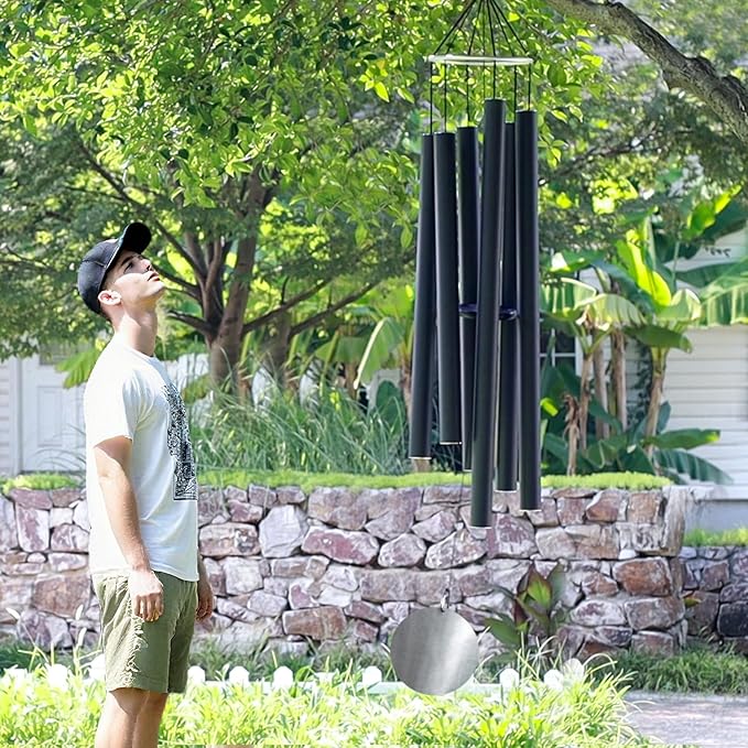 ASTARIN 78 Inch Wind Chimes for Outside with 6 Tubes Tuned Relaxing Melody, Extra Large Wind Chimes Outdoor Deep Tone for Patio, Backyard, Garden, and Outdoor Decor,Black-Ruum Studio Home