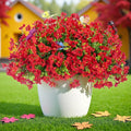 ‌20 Bundles Artificial Flowers for Outdoors‌ with 6 Faux Butterflies, UV Resistant ‌Fake Flowers‌ with Eucalyptus Leaves, ‌Artificial Plants Outdoor‌ for Patio Garden Porch Home Decor (Red)-Ruum Studio Home