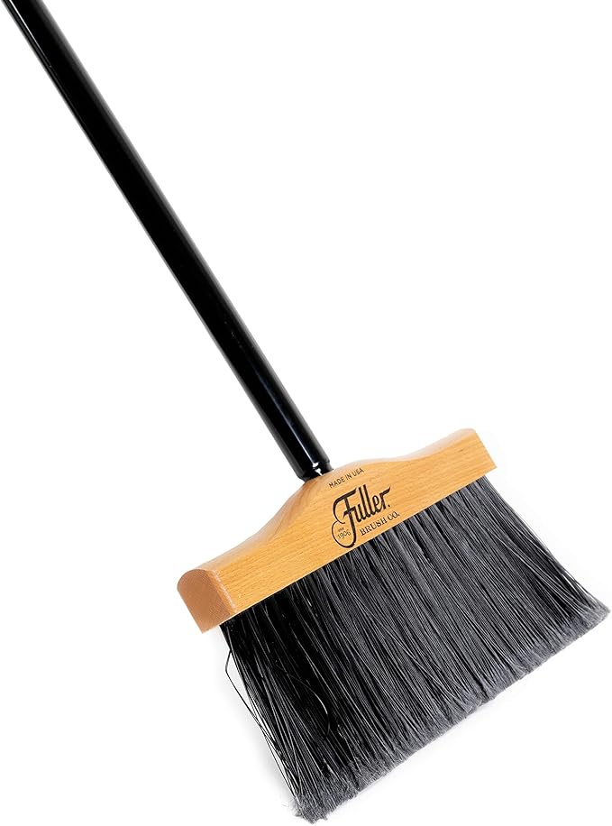 10” Upright Broom with 2 Piece Black Steel Threaded Handle-Ruum Studio Home