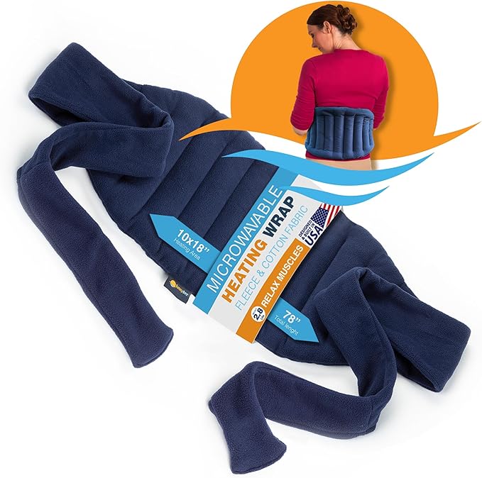 SunnyBay Microwave Heating Pad, Microwavable Moist Hot/Cool Bean Bag Wrap for Neck, Shoulder, Knee, or Back Pain with XL Fastening Straps, 10x18 Inch Heating Area, 2.8 Lbs, FSA HSA Eligible, 78 Inches-Ruum Studio Home