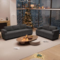 2 Piece Set Comfy Sofa Couch, 3 Seater & Loveseat Sofa with Deep Seats, Modern Sleeper Couch for Living Room, Dark Grey Chenille-Ruum Studio Home