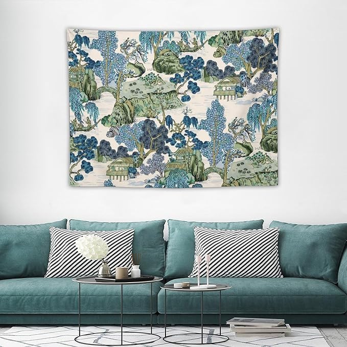 Asian Floral Wall Tapestry, 40"x30", Bedroom & Living Room Decor-Ruum Studio Home