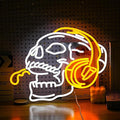 Skull Headphone Neon Sign Headphone Neon Light for Wall Decor LED Dimmable USB Skull Light Up Sign for Halloween Party Game Room Personalized Gifts(12.6 * 16.5In)-Ruum Studio Home