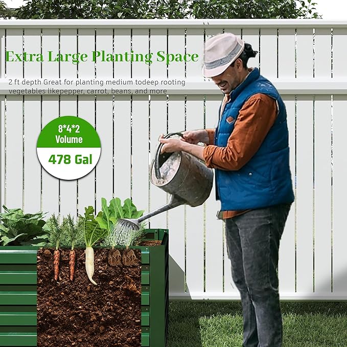 8x4x2 ft Outdoor Raised Garden Bed, Large Metal Planter Raised Beds, Planters for Outdoor Plants for Vegetables, Flowers, Herbs, Fruits, and Succulents.(4 Pcs)-Ruum Studio Home