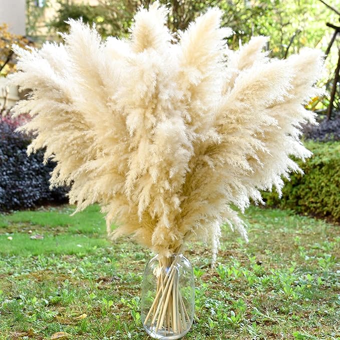 40" 11 PCS Dried Pampas Grass Decor Tall,Large Natural Beige pompas Grass,Tall Pampas Grass for Floor Vase,Wedding,Party,Farmhouse,Boho Home Decor,and Creating a Bohemian Ambiance-Ruum Studio Home