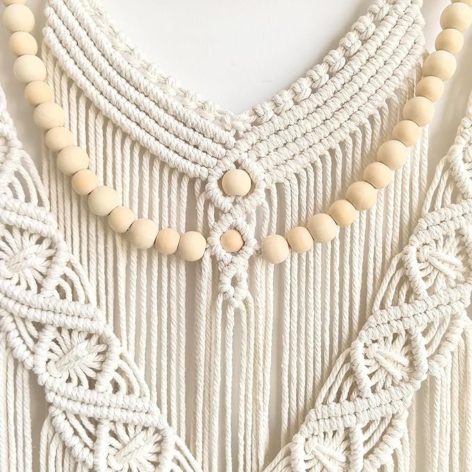 Achart Macrame Wall Hanging Large- Boho Wall Decor- large wall art- Wall Decor Living Room- Macrame Tapestry Boho Decor for Bedroom (Beige-V)-Ruum Studio Home