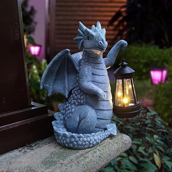 Dragon Solar Outdoor Garden Statue - Dragon Outdoor Figurie Lights - Yard Decorative Outdoor Statue Suitable for Patio, Balcony, Patio Decoration - Specially Customized Gift for Mom-Ruum Studio Home