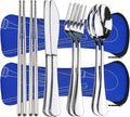 10PCS Portable Silverware Set with Case, Lengnoyp Travel Camping Utensils Set, Premium Stainless Steel Travel Cutlery Set, Reusable Safe Flatware Sets for Lunch Box/Workplace/Students, Silver-Ruum Studio Home