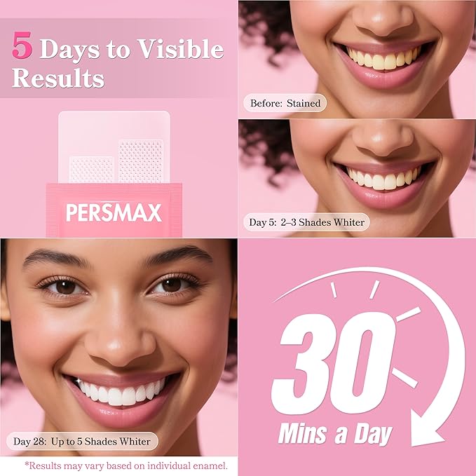 Teeth Whitening Strips for Sensitive Teeth Enamel Safe Smile Whitening Kit, 28 Strips 14 Treatments, No-Slip Remove Coffee Wine Smoking Stains Professional-Ruum Studio Home