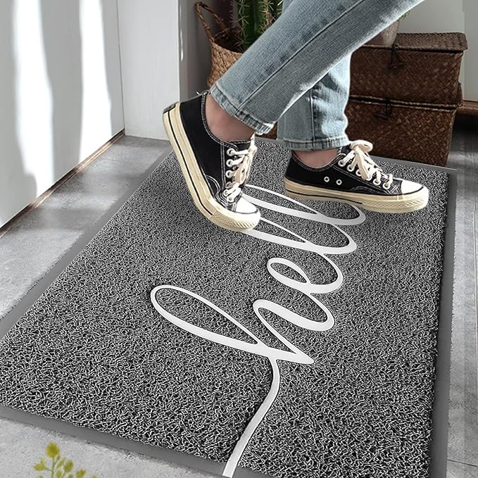 Door Mat (32"x20",Grey), Durable Welcome Mat Low Profile Floor Mat Front Doormat Non Slip Mats Entrance Rectangular Easy to Clean Doormat, for Entryway, Patio, High Traffic Areas-Ruum Studio Home