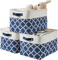 DECOMOMO Blue Storage Bins Fabric Storage Baskets for Shelves, Linen Closet Organization Toys Nursery (Blue Patterns, Large - 3 Pack)-Ruum Studio Home