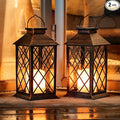 Homemory Solar Lanterns Outdoor Waterproof Hanging with Flickering Flameless Candles, 2 Pack 13'' Garden Outdoor Lantern Decorative for Patio Front Porch Backyard Balcony Cabin Outside(Antique Copper)-Ruum Studio Home