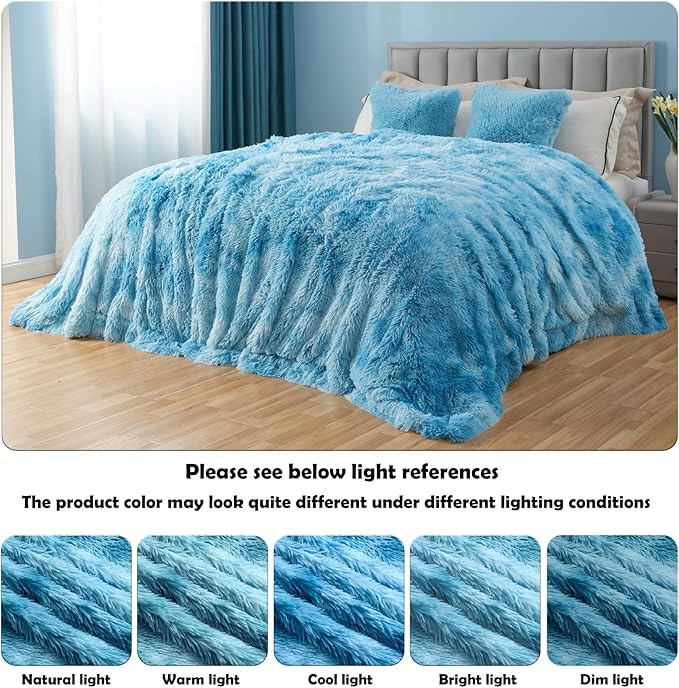 GONAAP Fuzzy Faux Fur Throw Blanket Tie-dye Ocean Blue Super Soft Cozy Plush Fuzzy Shaggy Blanket for Couch Sofa Bed (Tie-dye Ocean Blue, Throw(50"x60"))-Ruum Studio Home
