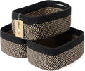Small Storage Baskets for Organizing | Closet Organizer Bins | Shelf Toy Basket | Woven Rope Baskets | Cube Decorative Box | Shallow Basket | 13x8.5x5.1” | 3 Packs Black Brown-Ruum Studio Home