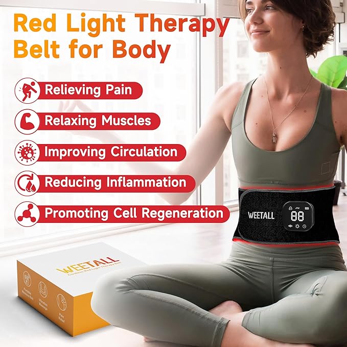 Red Light Therapy Belt for Body: Massage Heating Infrared Light Device, Portable Cordless 660nm&850nm Pad Wrap with Vibration and Rechargeable Battery for Waist Belly Pain Relief Women Men at Home-Ruum Studio Home