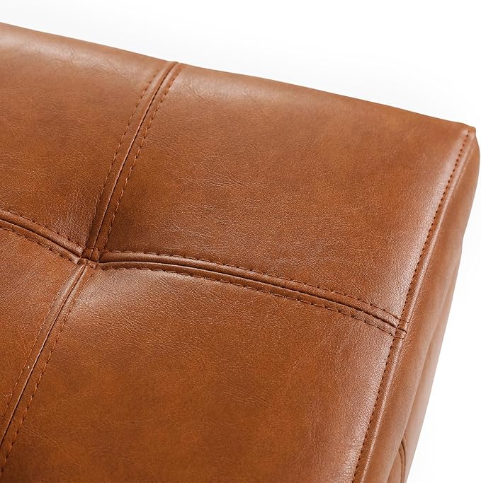 Joveco 51 Inch Storage Ottoman Bench,Tufted Leather Storage Bench for Bedroom (51”,Dark Orange)-Ruum Studio Home