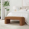 Modern Arch Channel Bedroom Bench Ottoman, 48" Entryway Bench and Shoe Rack, Soft Cushion Bench for Bedroom End of Bed, Ottoman Bench for Living Room, Bedroom, Entryway (Beach Rust Velvet)-Ruum Studio Home