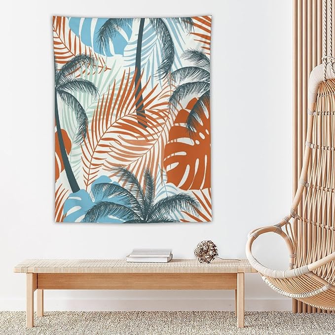 ICMOLYYENLO Palm Leaf Tapestry Wall Hanging, Tropical Leaves Plant Jungle Green Hawaiian Art Home Decor for Guest Bedroom Living Room Dormitory 30" x40-Ruum Studio Home