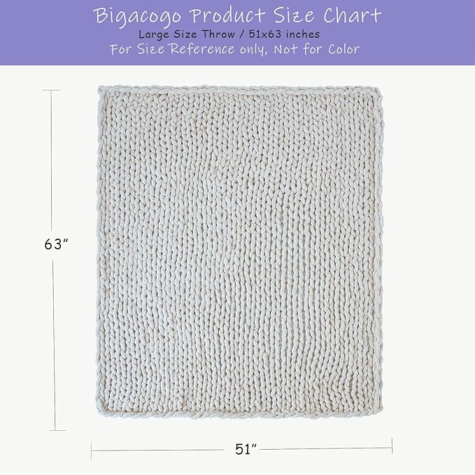 Bigacogo Chunky Knit Throw Blanket for Couch, 51x63 inches, 100% Hand Knitted with Thick Jumbo Chenille Yarn, Cozy Soft Large Rope Knot Cable Crochet Blankets for Sofa Bed Living Room, Navy Blue-Ruum Studio Home