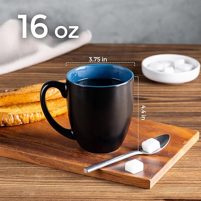 GBHOME 16oz Coffee Mugs Set of 6, Large Ceramic Coffee Mugs for Man, Woman, Dad, Mom, Modern Coffee Mugs Set with handle for Tea/Latte/Cappuccino/Milk/Cocoa. Dishwasher&Microwave Safe,Blue-Ruum Studio Home
