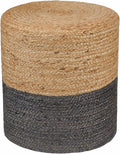 REDEARTH · Cylindrical Pouf Foot Stool Ottoman - Jute Braided Pouffe Poof Accent Sitting Footrest for The Living Room, Bedroom, Nursery, Patio, Lounge & Other Rooms (14.5”x14.5”x16”; Natural Gray)-Ruum Studio Home