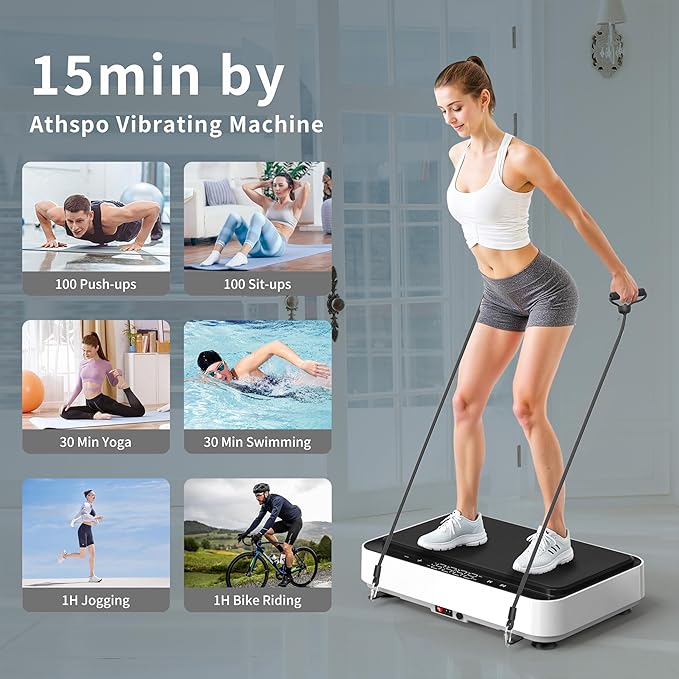 Vibration Plate Exercise Machine, Whole Body Workout Power Vibrate Fitness Platform Vibration Plate for Lymphatic Drainage, Home Training Equipment for Weight Loss & Toning-Ruum Studio Home