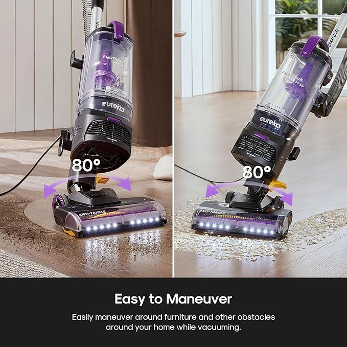 Eureka FlexReach Powerful Upright Vacuum Cleaner for Carpet and Hard Floor, Lift-Away Vacuum with Large Dust Cup, Anti-Tangle, NEU651PL, Purple-Ruum Studio Home