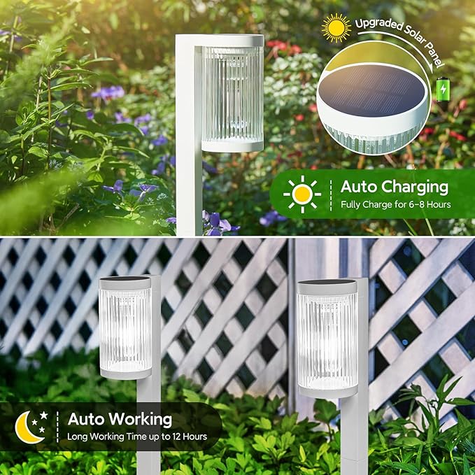 Solar Pathway Lights Outdoor, 6 Pack Upgraded Outdoor Solar Lights for Outside Super Bright Up to 12Hrs, IP65 Waterproof Solar Garden Lights for Yard Landscape Path Walkway Decoration(Cool White)-Ruum Studio Home