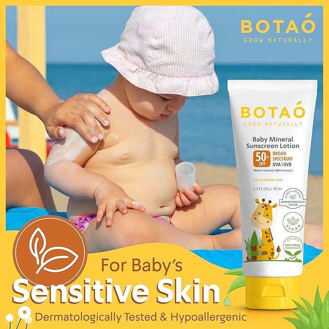 Baby 100% mineral Zinc Oxide baby sunscreen – safe natural sunblock lotion for babies: SPF50 Broad Spectrum UVA UVB,For sensitive skin Baby Face Body Protection, Sunblock Cream 2.5 Oz-Ruum Studio Home