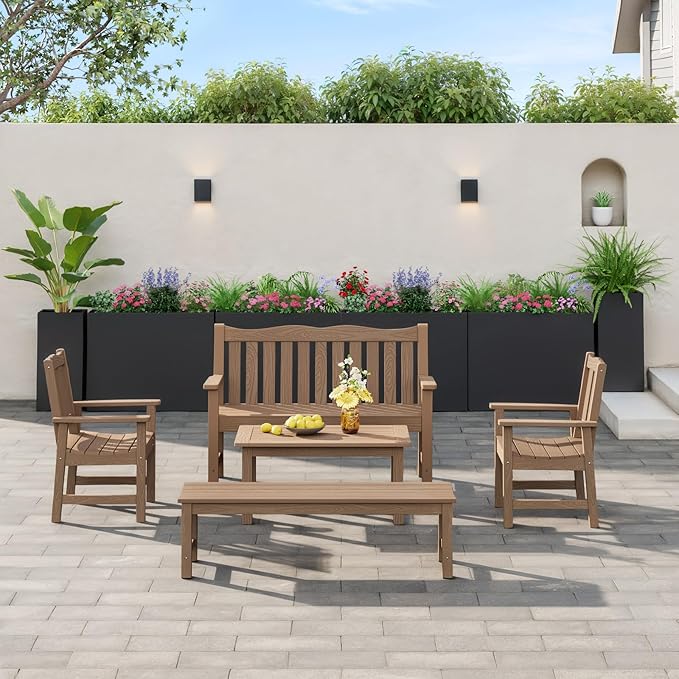 Stoog 38" Metal Tall Rectangular Planter - All-Weather Planter Box for Indoor/Outdoor Use, with Removable Insert Shelf, and Modern Design for Plants, Flowers, Garden, Black-Ruum Studio Home