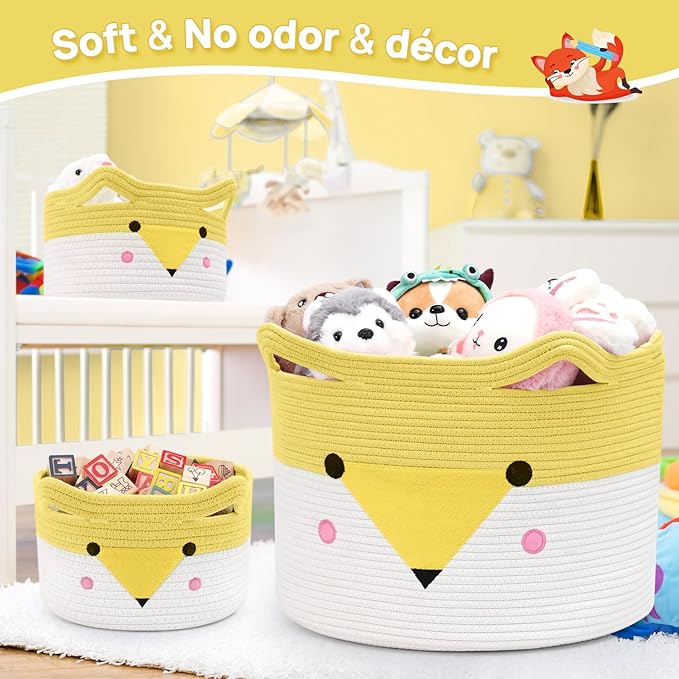 Large Baby Basket Toy Storage 3 Pack, (20"x13.8") Woven Baby Laundry Basket Blanket Basket, Stuffed Animal Storage, Baby Gift Basket Empty, Toy Basket for Kids, Dog, Cat.-Ruum Studio Home