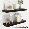 fuqing Floating Shelves for Wall, Bathroom Shelf Wall Mounted for Storage, Shelves with Invisible Bracket for Bedroom, Kitchen, Living Room, Farmhouse Small Book Shelf, 24 Inch Set of 2, Black-Ruum Studio Home