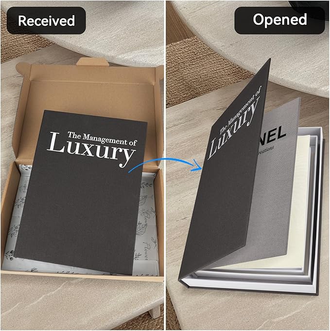 Aesthetic Decorative Books -Set of 3 Minimalist Linen Hardcover Faux/Fake Books for Coffee Table Home Decor Living Room Decoration, Photo Storage or as a Keepsake Box(Black-gray-beige-luxury)-Ruum Studio Home