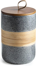 Large Storage Containers with Lids, Ceramic Coffee Container Kitchen Food Storage Cookie Jars with Airtight Lid for Spice Sugar Tea Bag, Stackable Decorative Jars for Counter, Grey & 61oz-Ruum Studio Home