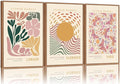 Tinonedraw Boho Flower Market Framed Canvas Wall Art Set, Pink Beige Cute Butterfly Wall Decor, Colorful Abstract Floral Wall Painting, Modern Matisse Art Print for Girls Room Bedroom Office Nursery 16"x24"x3-Ruum Studio Home