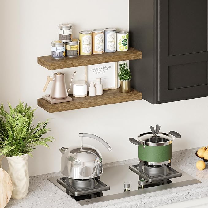 BAMEOS Floating Shelf, 24x6 Wall Shelf,Decor Wall Mounted Shelves,Hanging Shelf Set for Bathroom Kitchen Living,Kitchen,Room Bedroom Storage-Ruum Studio Home