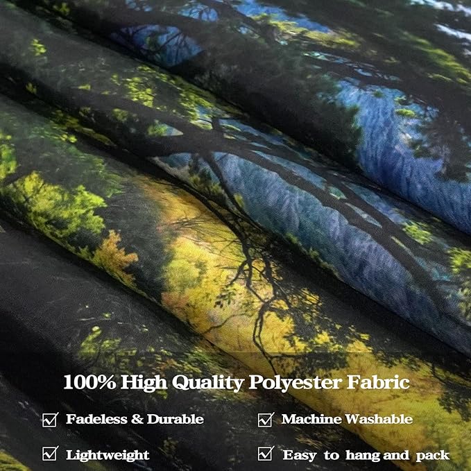 AMM Nature Forest Mountain Tapestry Green Pine Tree Tapestry for Bedroom Aesthetic White Clouds Flowing River Landscape Classroom Tapestries Wall Hanging for Living Room Dorm Office-Ruum Studio Home