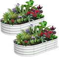 2 Pcs 6x3x1ft Oval Raised Garden Bed, Galvanized Raised Beds,Open-Ended Base Metal Raised Planter Beds,Garden Bed Outdoor,Planter Raised Boxes for Vegetables, Flowers,Tool-Free Asse,White-Ruum Studio Home