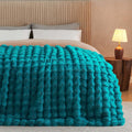 Lotus Karen Faux Fur Throw Blanket Teal - Big Bubble Rabbit Fluff Blanket for Couch Bed Sofa,Softest Fluffy Fuzzy Cozy Blanket,Thick Furry Plush Shaggy Warm Blankets for Women,108x90 Inches-Ruum Studio Home