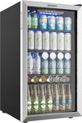 EUHOMY Beverage Refrigerator and Cooler, 128 Can Mini fridge with Glass Door, Small Refrigerator with Adjustable Shelves for Soda Beer or Wine, Perfect for Home/Bar/Office, Silver-Ruum Studio Home
