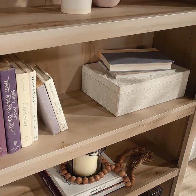 Sauder 5 Tier Book Shelf Wooden Bookcase Multipurpose Bookshelf for Home Office, Living Room, in Pacific Maple-Ruum Studio Home