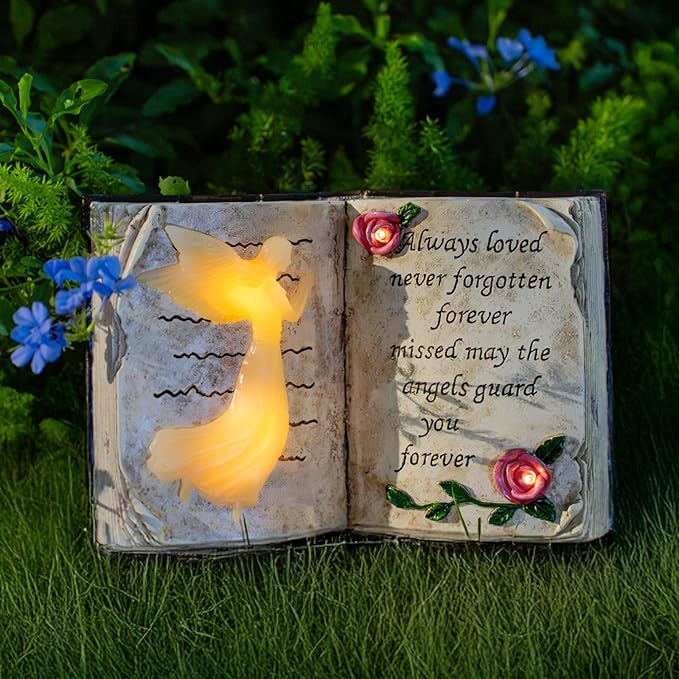 Outdoor Solar Angel Garden Stakes Lights, Waterproof Memorial Grave Decorations Gifts for Cemetery Outdoors Lawn Yard Home Patio Decor-Ruum Studio Home