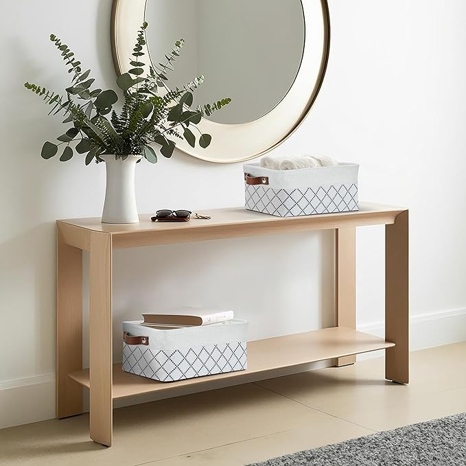 DECOMOMO Small Storage Basket, Closet Storage Bins, Baskets for Organizing Shelves (White Check, Small - 6 Pack)-Ruum Studio Home