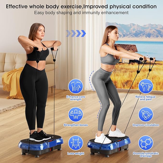 Vibration Plate Exercise Machine, 180 Speed Levels Vibration Plate for Lymphatic Drainage, Whole Body Workout Vibrating Fitness Platform, Effective for Weight Loss, Shaping, Toning & Wellness-Ruum Studio Home