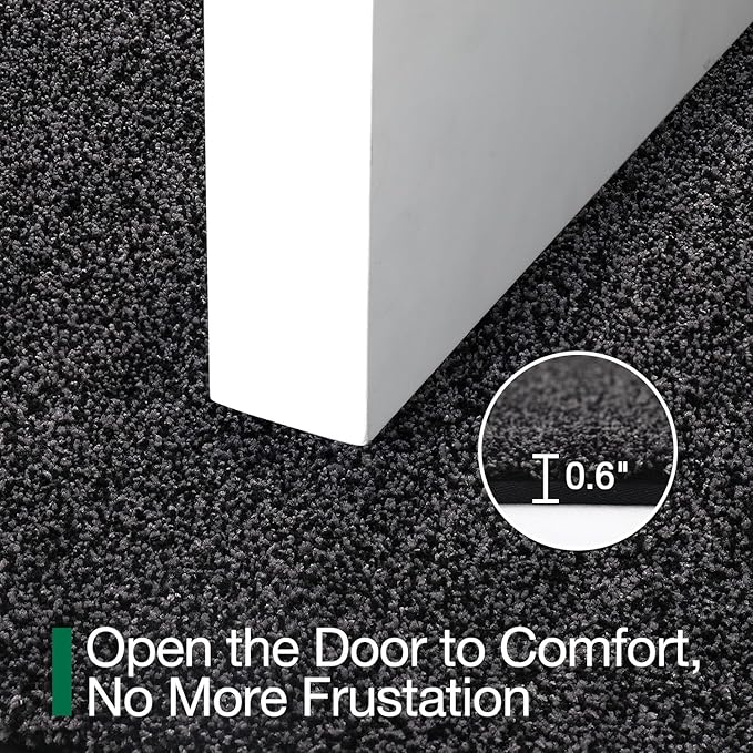 LUMI Front Door Mat 24x36, Super Absorbent Washable Doormat, Non Slip Dirt Trapper Inside Floor Mats for Entrance, Entryway, Patio,Black Mixed Gray-Ruum Studio Home