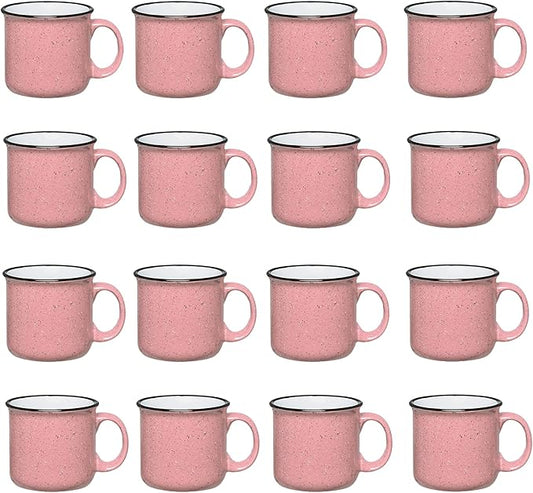 Set of 16 Ceramic Campfire Mugs – 15 Oz, Pink – Coffee & Tea Cups for Home, Work, Travel, Camping – Customizable, Great for DIY, Events, Companies-Ruum Studio Home